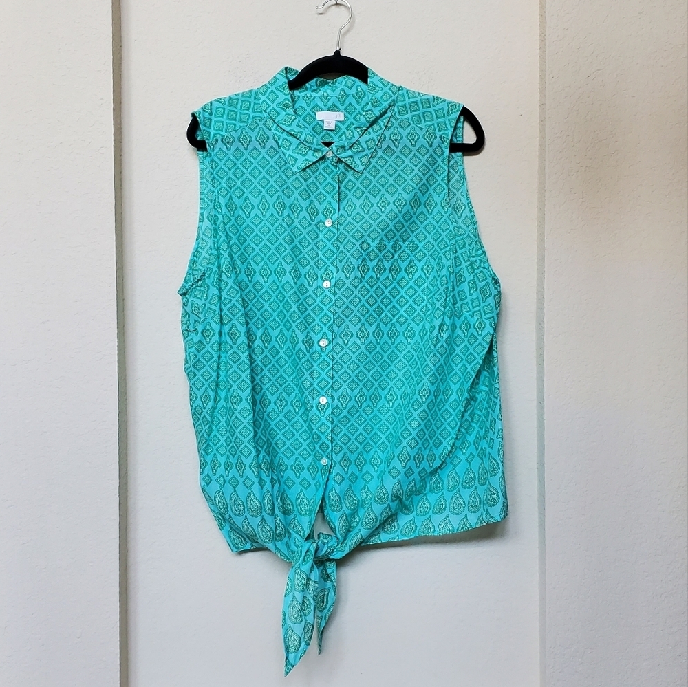J.Jill Sleeveless Tie Front Crop Top.  Size 2x